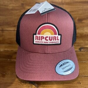 Rip Curl Snapback Trucker Hat Quality Surf Products Cap Skate Red Black OSFM NEW